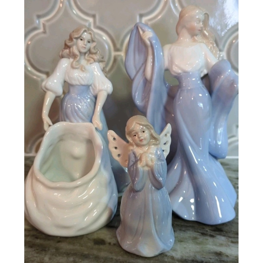 Vintage 1994 House of LLoyd Victorian Lady Porcelain Girl Angel Blue Figurine - Picture 2 of 11